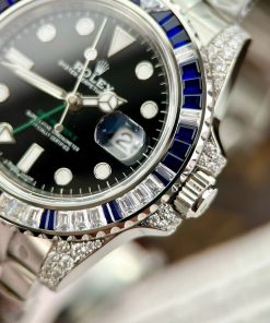 Rolex GMT-Master II 116759SA Customs Moissanite Sapphire Diamonds 40mm (5)