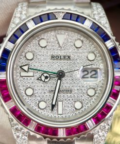 Rolex GMT-Master II 116759SARU Custom Moissanite Sapphire Diamonds 40mm (10)