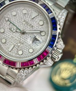 Rolex GMT-Master II 116759SARU Custom Moissanite Sapphire Diamonds 40mm (10)