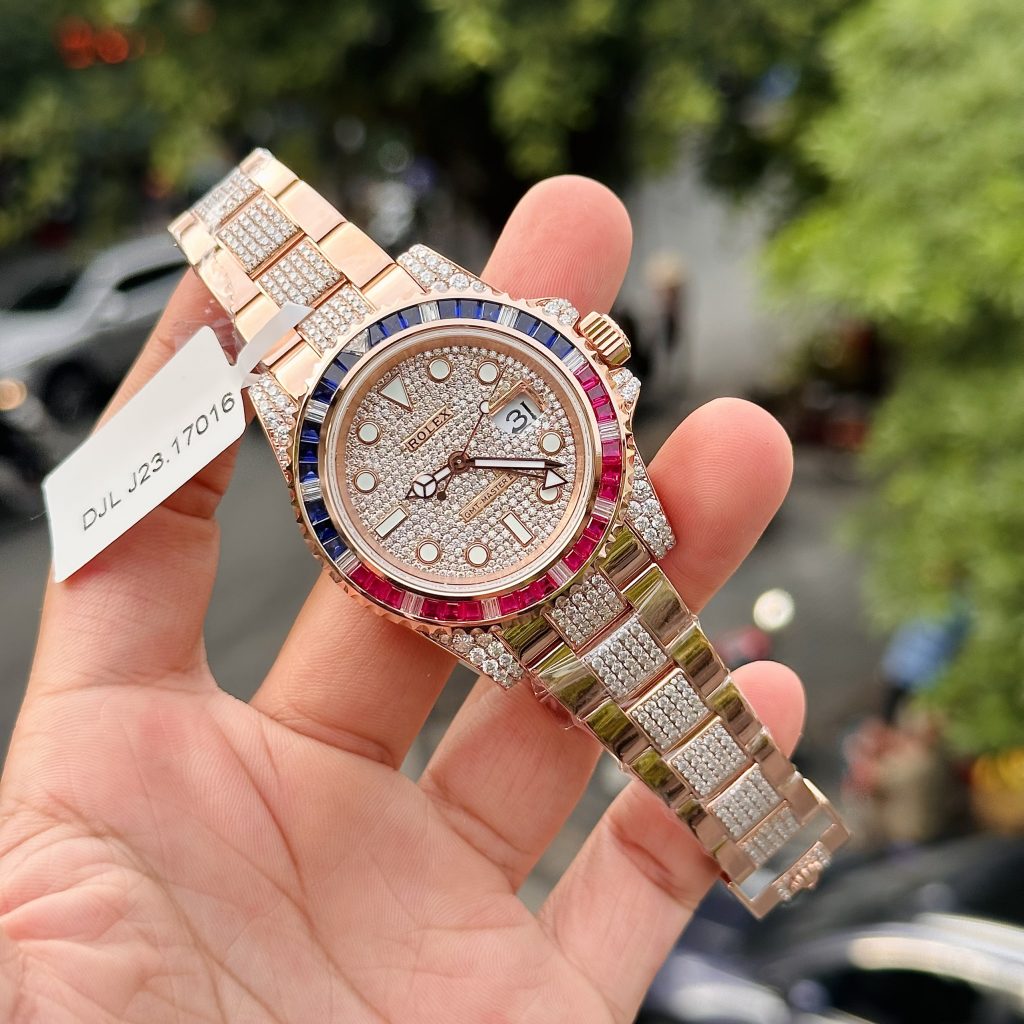 Rolex GMT-Master II 126755 SARU 18K Gold Wrapped Custom Moissanite Sapphire 41mm (1)