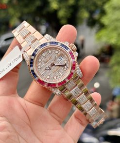 Rolex GMT-Master II 126755 SARU 18K Gold Wrapped Custom Moissanite Sapphire 41mm (1)
