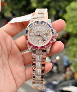 Rolex GMT-Master II 126755 SARU 18K Gold Wrapped Custom Moissanite Sapphire 41mm (1)