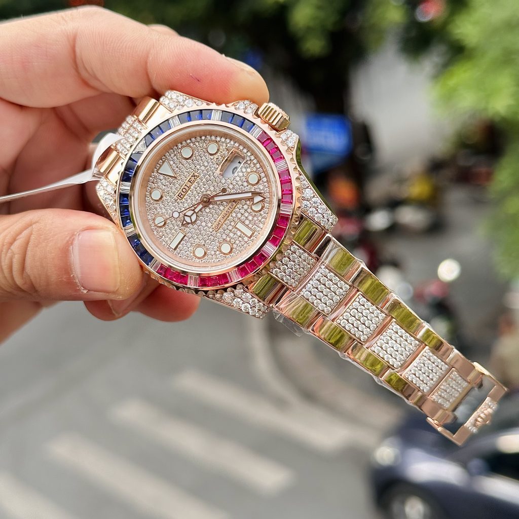 Rolex GMT-Master II 126755 SARU 18K Gold Wrapped Custom Moissanite Sapphire 41mm (1)