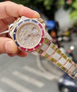 Rolex GMT-Master II 126755 SARU 18K Gold Wrapped Custom Moissanite Sapphire 41mm (1)