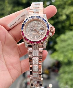 Rolex GMT-Master II 126755 SARU 18K Gold Wrapped Custom Moissanite Sapphire 41mm (1)