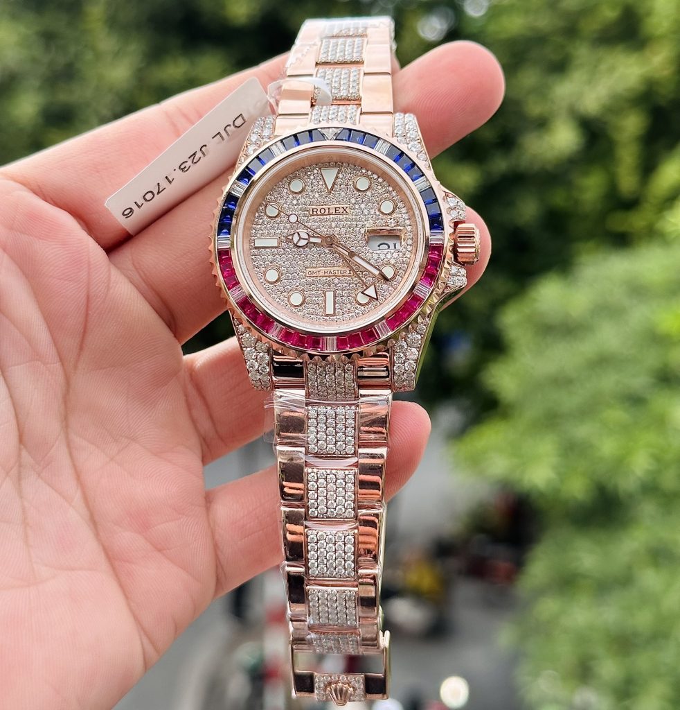 Rolex GMT-Master II 126755 SARU 18K Gold Wrapped Custom Moissanite Sapphire 41mm (1)