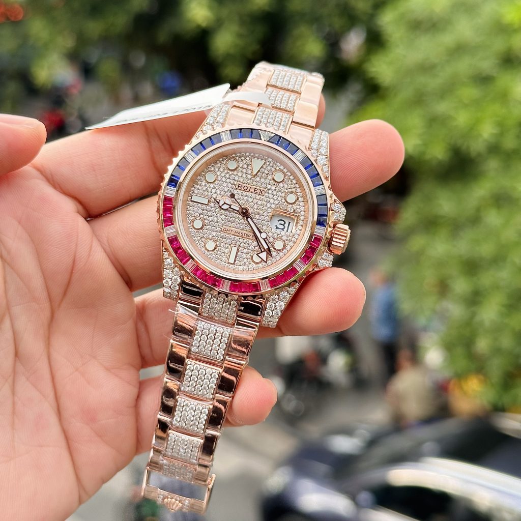 Rolex GMT-Master II 126755 SARU 18K Gold Wrapped Custom Moissanite Sapphire 41mm (1)