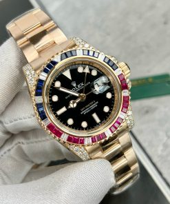 Rolex GMT-Master II 126755 SARU 18K Gold Wrapped Custom Moissanite Sapphire 41mm (11)