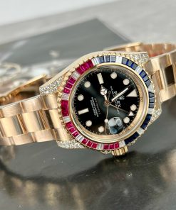 Rolex GMT-Master II 126755 SARU 18K Gold Wrapped Custom Moissanite Sapphire 41mm (11)