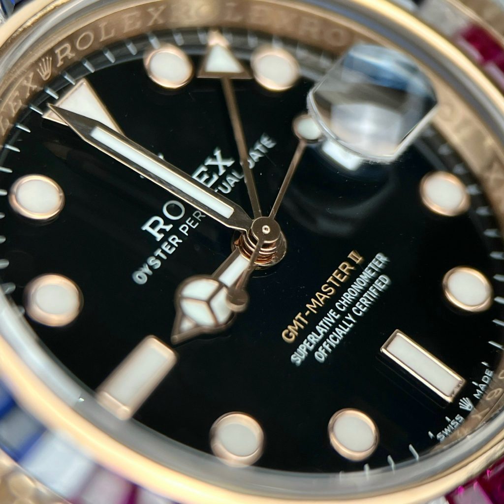 Rolex GMT-Master II 126755 SARU 18K Gold Wrapped Custom Moissanite Sapphire 41mm (11)