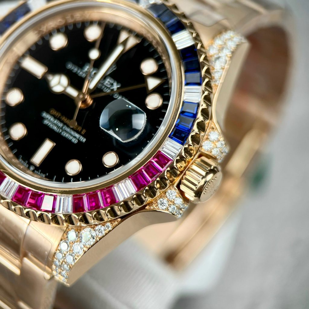 Rolex GMT-Master II 126755 SARU 18K Gold Wrapped Custom Moissanite Sapphire 41mm (11)