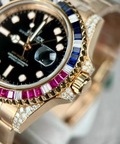 Rolex GMT-Master II 126755 SARU 18K Gold Wrapped Custom Moissanite Sapphire 41mm (11)