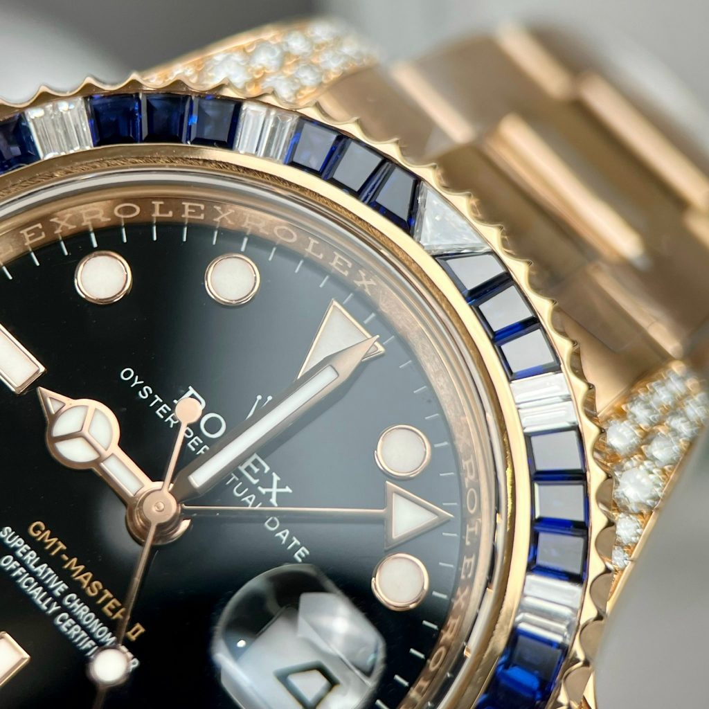 Rolex GMT-Master II 126755 SARU 18K Gold Wrapped Custom Moissanite Sapphire 41mm (11)
