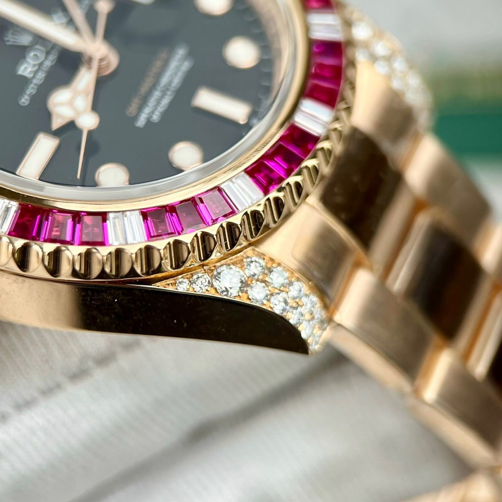 Rolex GMT-Master II 126755 SARU 18K Gold Wrapped Custom Moissanite Sapphire 41mm (11)