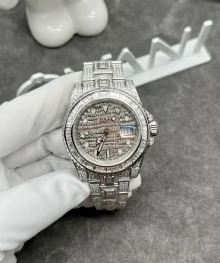 Rolex GMT-Master II Iced Out Customs 18K White Gold Natural Diamonds 40mm