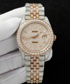 Rolex Iced Out DateJust Demi Custom Full Moissanite Diamonds Hong Kong 41mm (2)