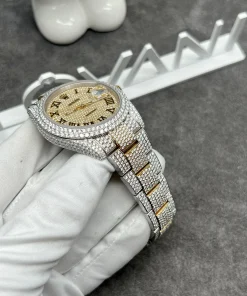Rolex Iced Out Full Moissanite Diamonds DateJust Demi Gold 41mm (1)