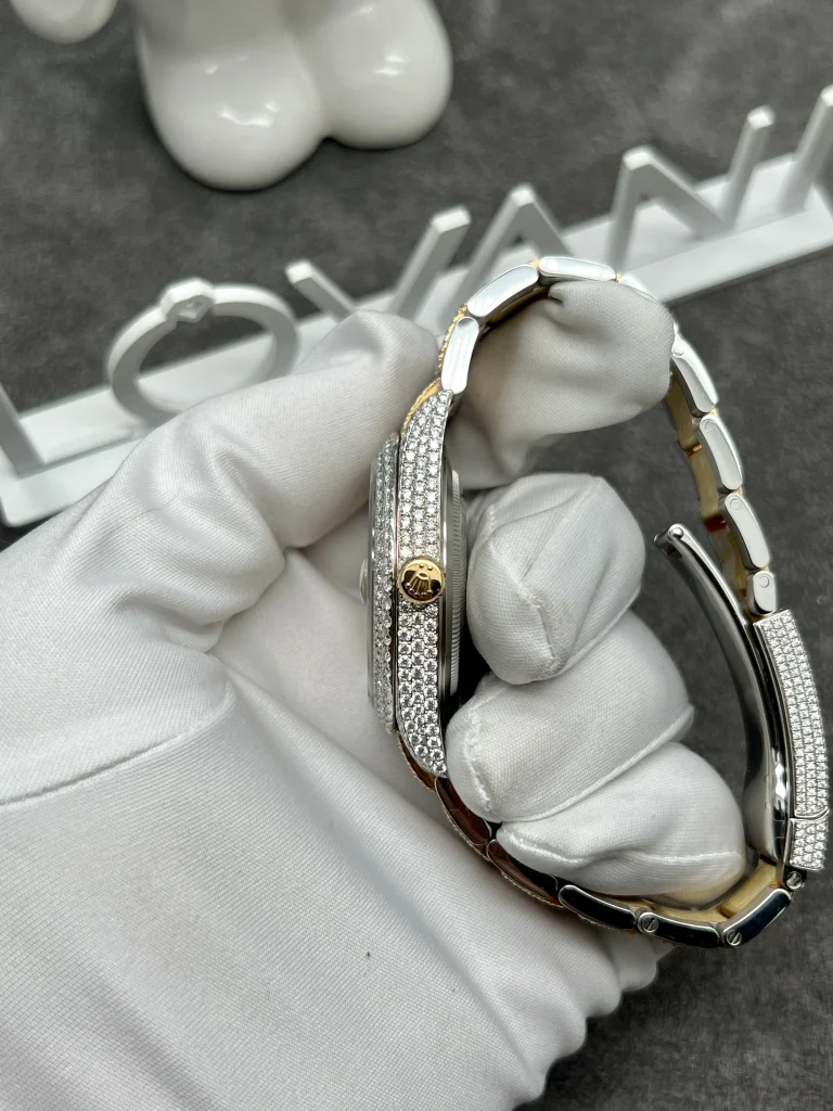 Rolex Iced Out Full Moissanite Diamonds DateJust Demi Gold 41mm (1)