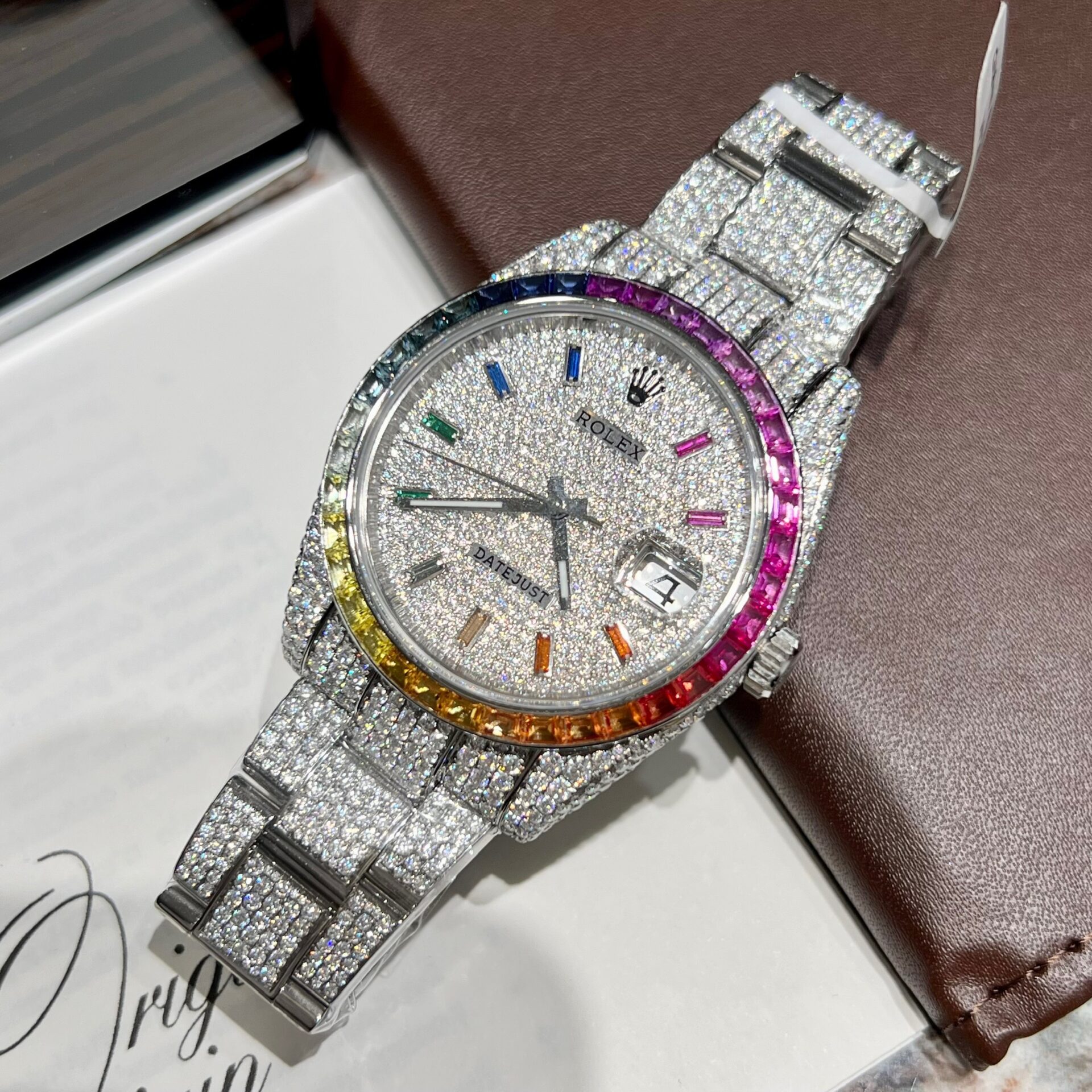 Rolex Iced Out Moissanite Custom Ruby Bezel DateJust Replica 41mm (3) Rolex Iced Out Moissanite Custom Ruby Bezel DateJust Replica 41mm (9)