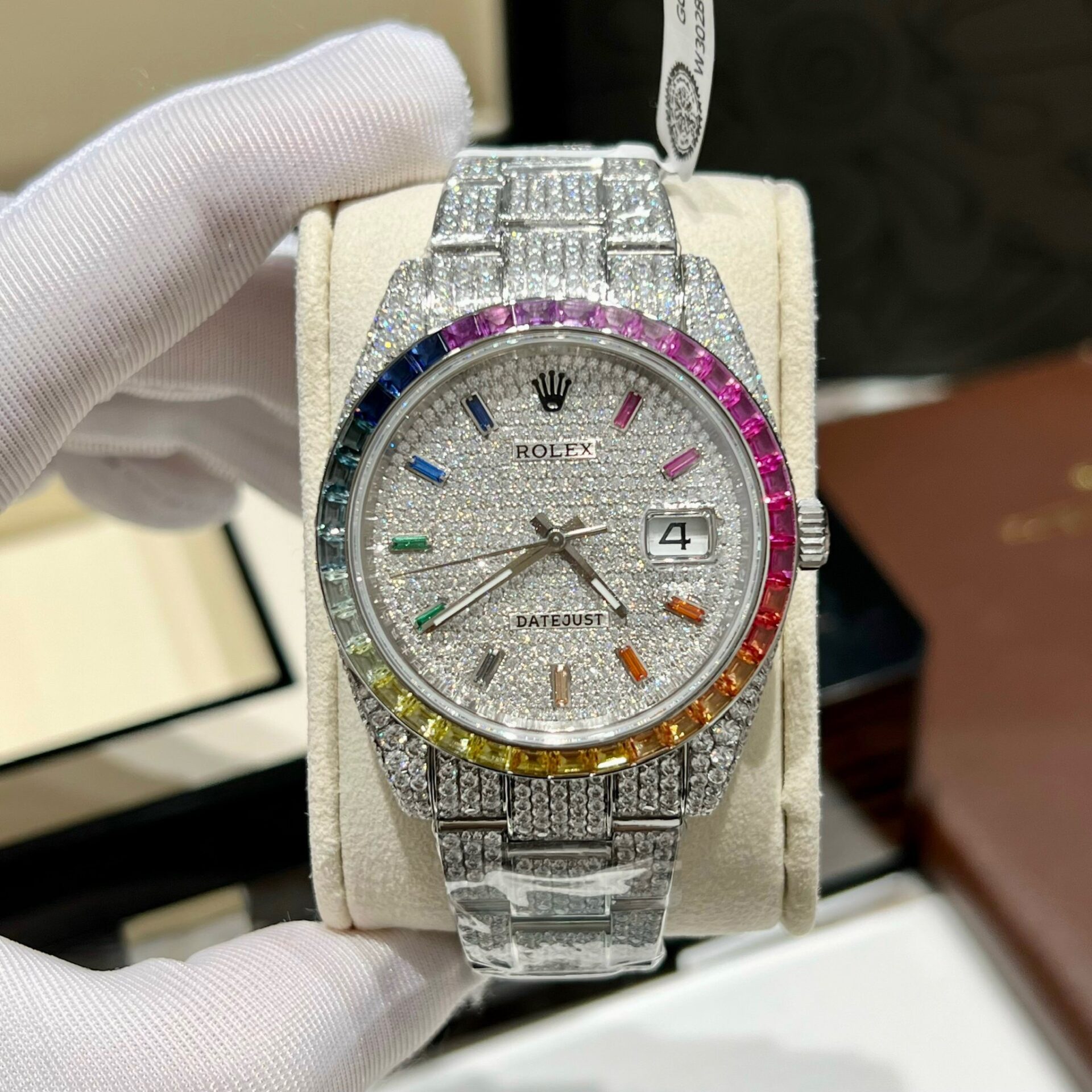 Rolex Iced Out Moissanite Custom Ruby Bezel DateJust Replica 41mm (4) Rolex Iced Out Moissanite Custom Ruby Bezel DateJust Replica 41mm (9)