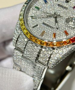 Rolex Iced Out Moissanite Custom Ruby Bezel DateJust Replica 41mm (9)