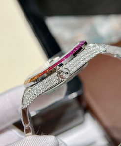 Rolex Iced Out Moissanite Custom Ruby Bezel DateJust Replica 41mm (9)