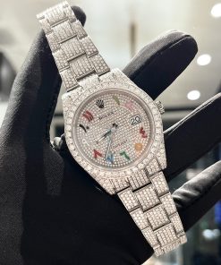 Rolex Iced Out Moissanite Datejust 126334 Arabic Dial Replica Watch 41mm (1)
