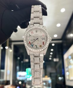 Rolex Iced Out Moissanite Datejust 126334 Arabic Dial Replica Watch 41mm (7)