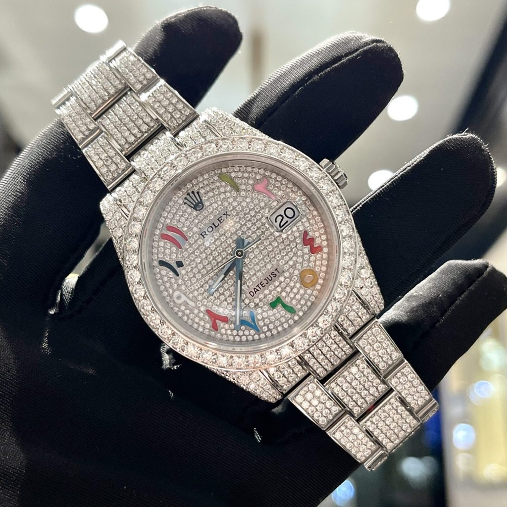 Rolex Iced Out Moissanite Datejust 126334 Arabic Dial Replica Watch 41mm (7)