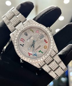 Rolex Iced Out Moissanite Datejust 126334 Arabic Dial Replica Watch 41mm (7)