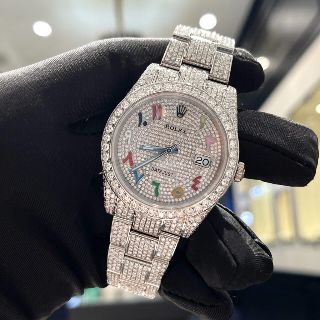 Rolex Iced Out Moissanite Datejust 126334 Arabic Dial Replica Watch 41mm (7)