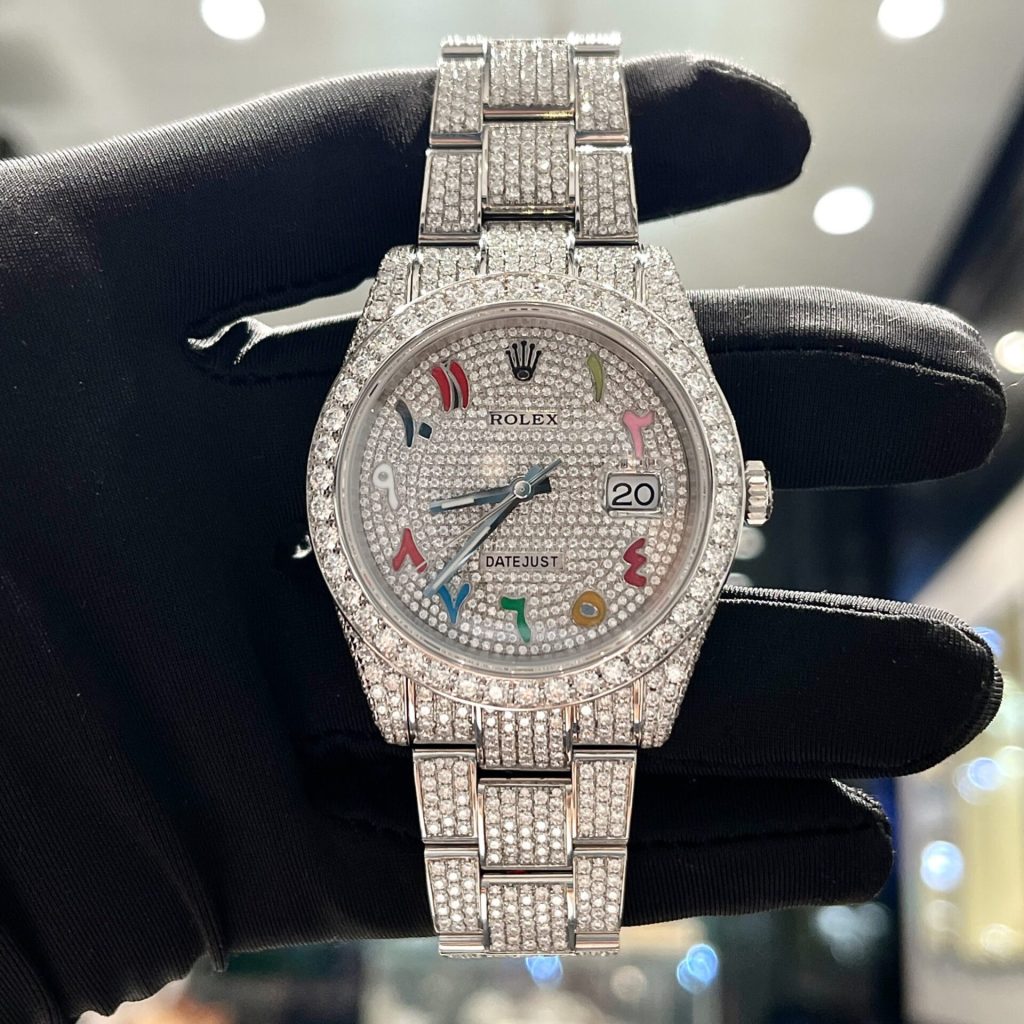 Rolex Iced Out Moissanite Datejust 126334 Arabic Dial Replica Watch 41mm (7)
