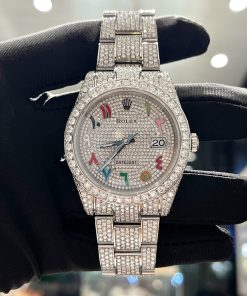 Rolex Iced Out Moissanite Datejust 126334 Arabic Dial Replica Watch 41mm (7)