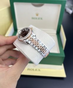 Rolex Lady DateJust Chocolate Diamonds Dial Best Replica 28mm (5)