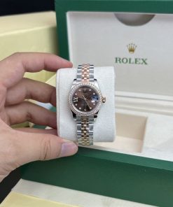 Rolex Lady DateJust Chocolate Diamonds Dial Best Replica 28mm (5)