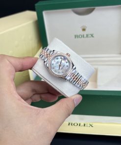 Rolex Lady DateJust MOP Dial Bezel Diamonds Best Replica Watch 28mm (1)