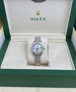 Rolex Lady DateJust MOP Dial Bezel Diamonds Jubilee Sliver Strap 28mm (1)