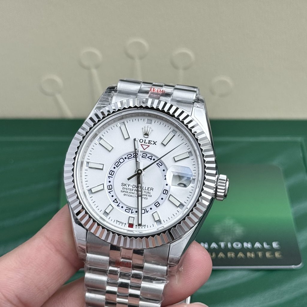 Rolex Sky Dweller 326934 White Dial Jubilee Strap Best Replica 42mm (2)