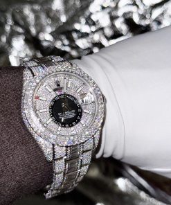 Rolex Sky Dweller Custom Full Moissanite Diamonds Hong Kong 42mm (3)