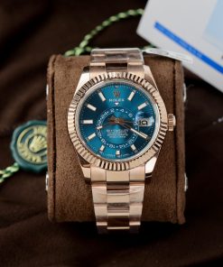 Rolex Sky-Dweller Gold Wrapped Blue Dial Best Replica 42mm (6)