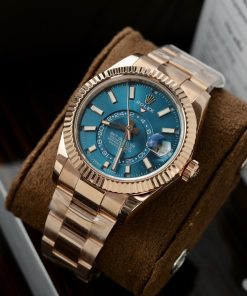 Rolex Sky-Dweller Gold Wrapped Blue Dial Best Replica 42mm (6)