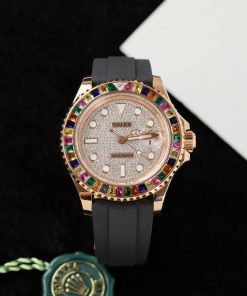 Rolex Yacht-Master Best Replica Watch Gold Wrapped + Moissanite Diamonds Hong Kong 40mm (2)