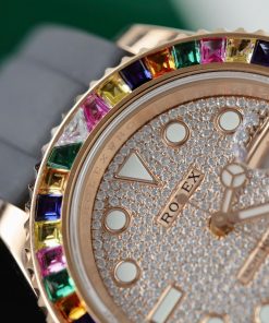 Rolex Yacht-Master Best Replica Watch Gold Wrapped + Moissanite Diamonds Hong Kong 40mm (2)