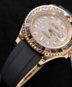 Rolex Yacht-Master Best Replica Watch Gold Wrapped + Moissanite Diamonds Hong Kong 40mm (2)
