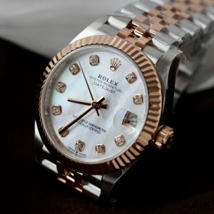 Rolex DateJust Demi Rose Gold Replica 11 Mother-of-Pearl Dial THB Factory 31mm (1)