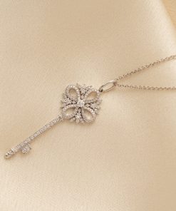 Tiffany & Co Necklace Victoria Key Pendant Diamonds White Gold 18k Custom (2)