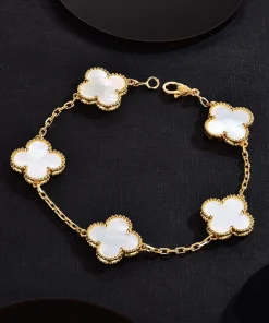 Van Cleef & Arpels Alhambra Womens Bracelet Custom 18K Gold Mother Of Pearl (2)