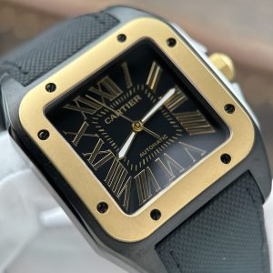 Cartier Santos 100 XL Demi Yellow Gold Replica Watches 51.1×41 (1)