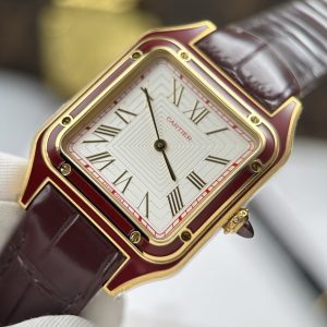 Cartier Santos Dumont Yellow Gold Rep 1 1 Leather Strap AF Factory 43.5mm x 31 (1)