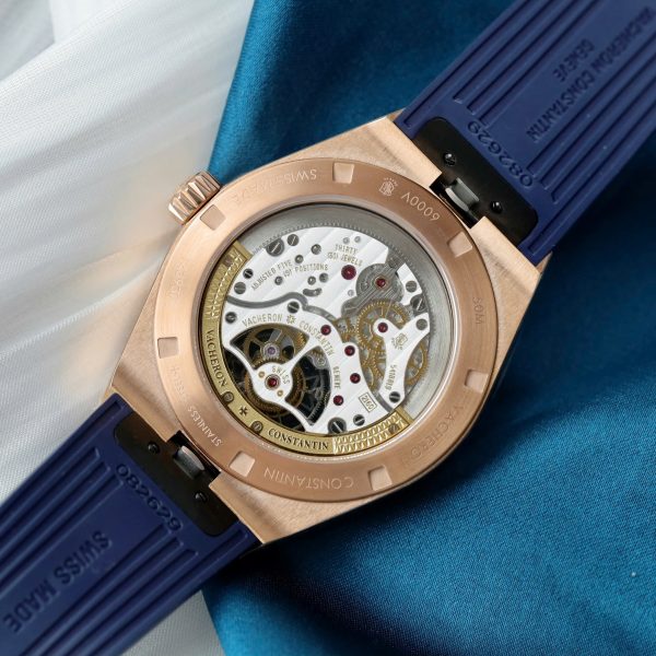 Vacheron Constantin Overseas Tourbillon 6000V Rose Gold Replica Watch Blue Rubber Strap 42 (2)